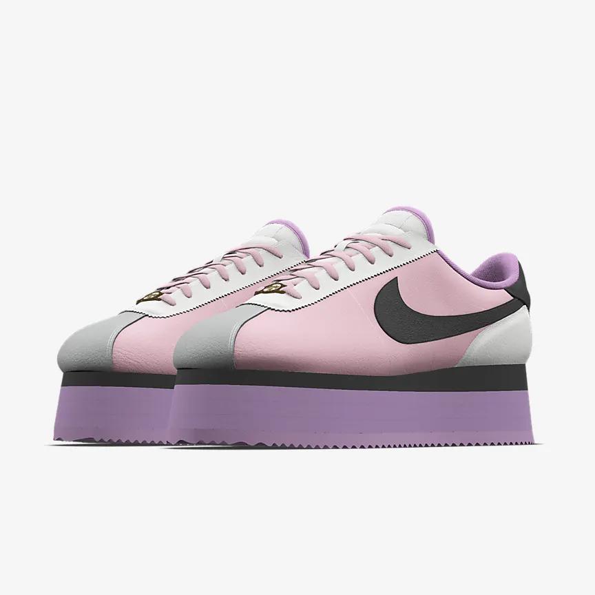 Giày Nike Cortez Platform Unlocked By You Greatest Gift Nữ Trắng Hồng